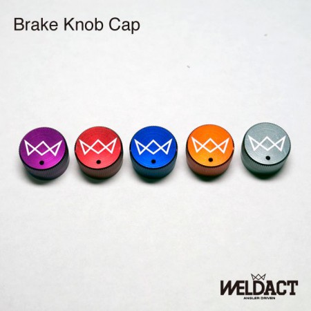  ・ブレーキノブキャップ　　*Abu Revoシリーズすべてに対応  WELDACTのロゴが入った、装飾パーツで  アルマイトによるカラーは５色 RED、BLUE、PURPLE、ORANGE、GUNMETAL カラーチューンが楽しめます、アルマイ トも強く満足していただけるパーツです